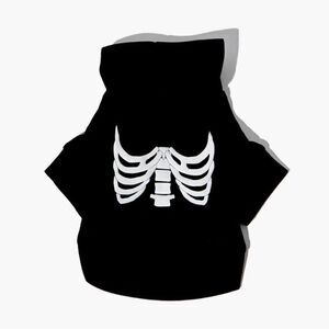 Forever 21 Skeleton Graphic Black Small Dog Hoodie Size M/L Skull Sweatshirt